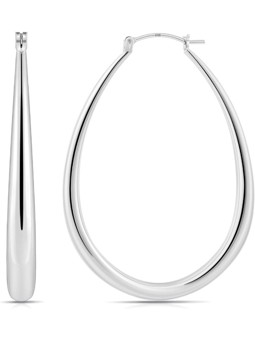 Stylish 14K Gold Plated Chunky Oval Hoop Earrings for Women - Trendy Accessory